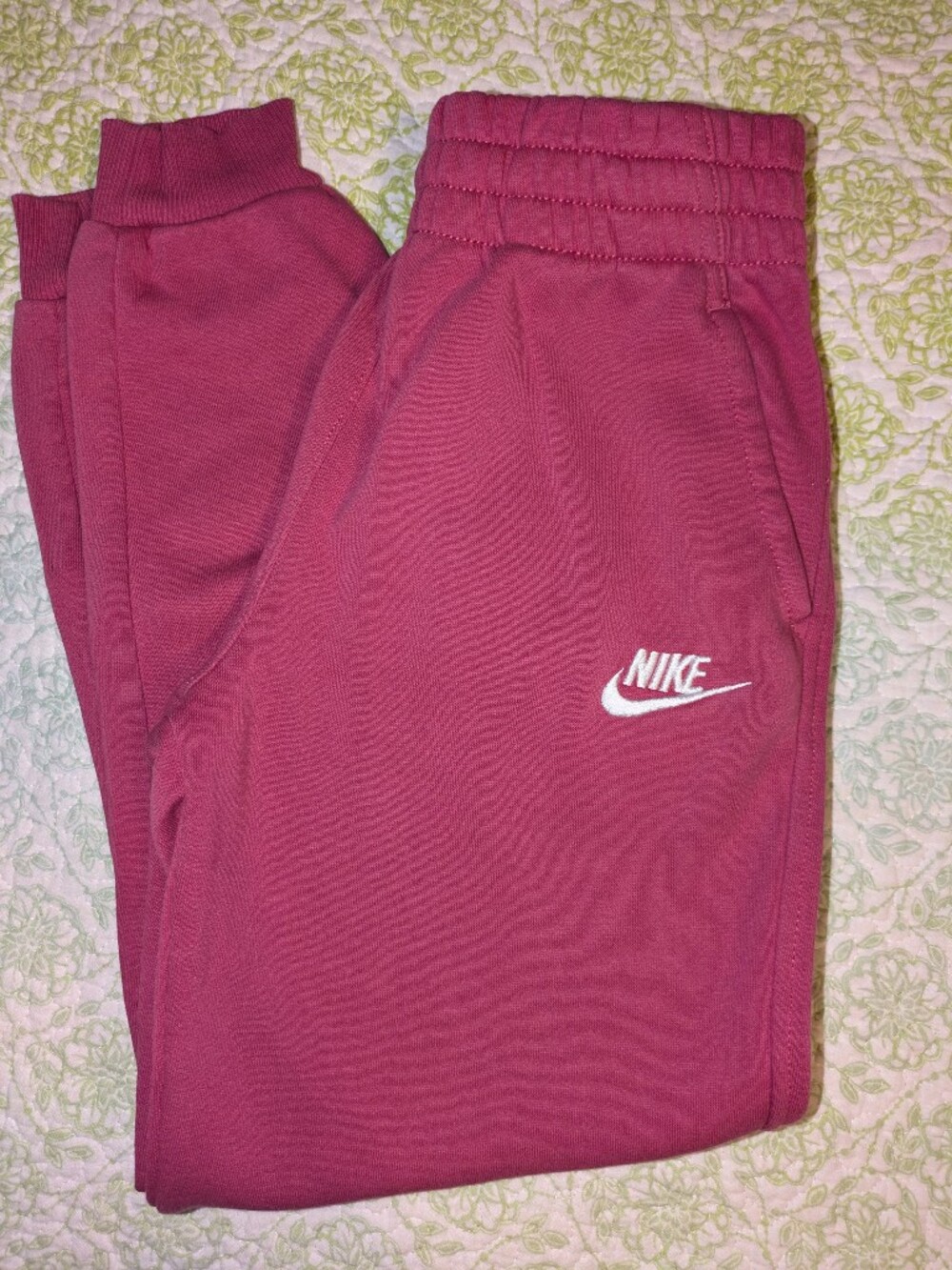Nike Kids Maroon Sweatpants with Embroidered Swoosh